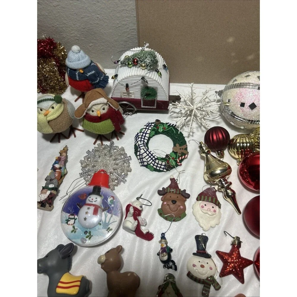 Vintage Christmas Ornament Lot Mixed Tree Holiday Decor Gnomes Nativity